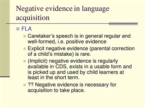 negative evidence in language acquisition